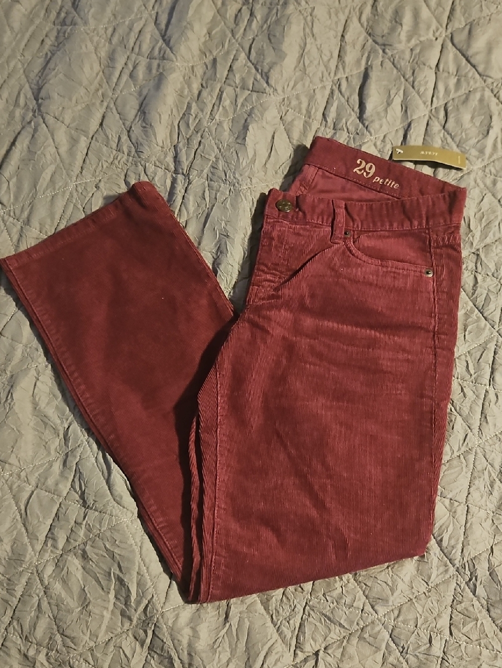 NWT Petite J. Crew Size 29 Corduroy Pants in Wine Red